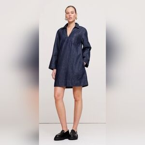 Banana Republic- Italian Denim Relaxed Kaftan Mini Dress Long Sleeve Sz Small